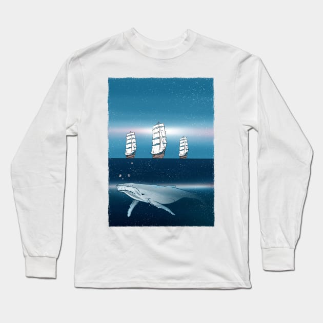 Blue Whale Long Sleeve T-Shirt by mailboxdisco